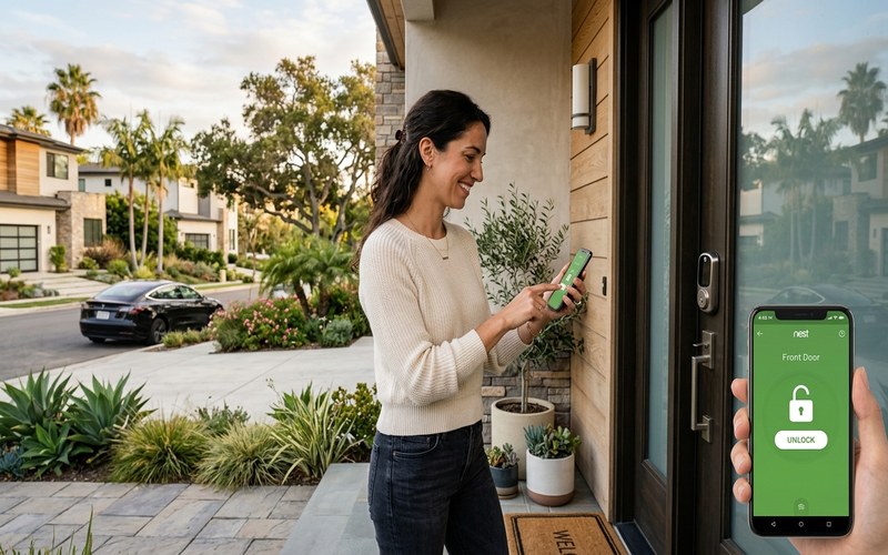 Smart lock keypad installation on Milpitas home front door